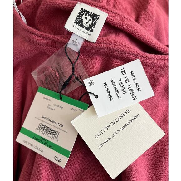 Anne Klein Autumn Rose cotton cashmere sweater Large NWT - Picture 6 of 6